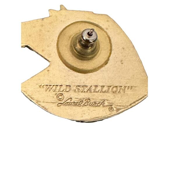 Vintage 90s Laurel Burch Enamel Wild Stallion Horse Gold Tone Pin Brooch pin - Picture 2 of 3